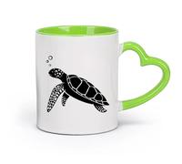 AYUEHBN Ceramics Ceramic Mug Cup Funny Turtle Ocean Marine Sea Animals Bathroom （11oz/320ml） & Durable - Microwave & Dishwasher Safe Green
