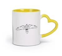 AYUEHBN Ceramics Ceramic Mug Gift Box Latte Mug with Handle Bird Hawk Eagle Wings Flight （11oz/320ml） for Home and Office Yellow
