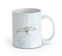 AYUEHBN Ceramics Ceramic Mug Gift Box Latte Mug with Handle Bird Hawk Eagle Wings Flight （11oz/320ml） for Home and Office Marble Blue