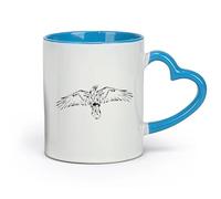 AYUEHBN Ceramics Ceramic Mug Gift Box Latte Mug with Handle Bird Hawk Eagle Wings Flight （11oz/320ml） for Home and Office Blue