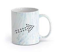 AYUEHBN Ceramics Ceramic Mug Gift Box Latte Mug with Handle Signpost Birds Home ation （11oz/320ml） for Tea, Hot Chocolate Marble Blue