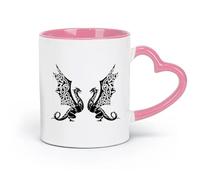 AYUEHBN Ceramics Ceramic Tea Cup Celtic Dragons Fantasy Myth Monster Animal （11oz/320ml） for Coffee, Soup, Tea, Milk, Latte, hot Cocoa, Ladies, Men Pink