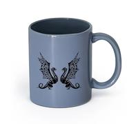 AYUEHBN Ceramics Ceramic Tea Cup Celtic Dragons Fantasy Myth Monster Animal （11oz/320ml） for Coffee, Soup, Tea, Milk, Latte, hot Cocoa, Ladies, Men Blue-Gray