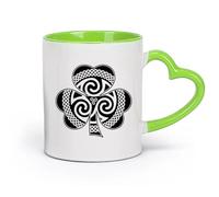 AYUEHBN Ceramics Ceramic Tea Cup Celtic Ornament Trefoil Ireland Irish Clover （11oz/320ml） Coffee, Tea, Latte, Milk, Cocoa, Juice and Other Hot Drinks Green