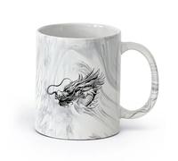 AYUEHBN Ceramics Ceramic Tea Cup Chinese Myth Mythology Oriental Dragon Head （11oz/320ml） Humorous Gift for Coffee Lovers, Work Besties, Coworkers & Friends Marble Black