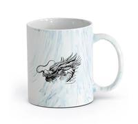 AYUEHBN Ceramics Ceramic Tea Cup Chinese Myth Mythology Oriental Dragon Head （11oz/320ml） Humorous Gift for Coffee Lovers, Work Besties, Coworkers & Friends Marble Blue