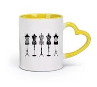 AYUEHBN Ceramics Ceramic Tea Cup Couture Beauty Fashion Studio Dress Mannequins （11oz/320ml） Office, Home, Café, Dishwasher & Microwave Safe Yellow