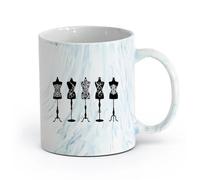 AYUEHBN Ceramics Ceramic Tea Cup Couture Beauty Fashion Studio Dress Mannequins （11oz/320ml） Office, Home, Café, Dishwasher & Microwave Safe Marble Blue