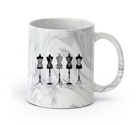 AYUEHBN Ceramics Ceramic Tea Cup Couture Beauty Fashion Studio Dress Mannequins （11oz/320ml） Office, Home, Café, Dishwasher & Microwave Safe Marble Black