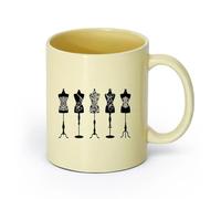 AYUEHBN Ceramics Ceramic Tea Cup Couture Beauty Fashion Studio Dress Mannequins （11oz/320ml） Office, Home, Café, Dishwasher & Microwave Safe Beige