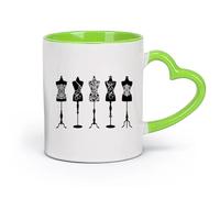 AYUEHBN Ceramics Ceramic Tea Cup Couture Beauty Fashion Studio Dress Mannequins （11oz/320ml） Office, Home, Café, Dishwasher & Microwave Safe Green