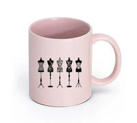 AYUEHBN Ceramics Ceramic Tea Cup Couture Beauty Fashion Studio Dress Mannequins （11oz/320ml） Office, Home, Café, Dishwasher & Microwave Safe Pink