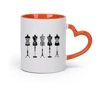 AYUEHBN Ceramics Ceramic Tea Cup Couture Beauty Fashion Studio Dress Mannequins （11oz/320ml） Office, Home, Café, Dishwasher & Microwave Safe Orange