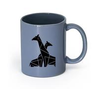 AYUEHBN Ceramics Ceramic Tea Cup Geometric Couple Giraffes African Wild Animals （11oz/320ml） Great for Home, Office, Cafes, Gift Ideas Blue-Gray