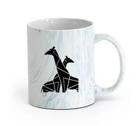 AYUEHBN Ceramics Ceramic Tea Cup Geometric Couple Giraffes African Wild Animals （11oz/320ml） Great for Home, Office, Cafes, Gift Ideas Marble Blue