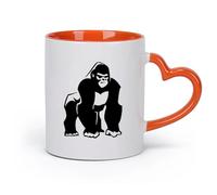 AYUEHBN Ceramics Ceramic Tea Cup Gorilla Monkey Primate Orangutan Animal Africa （11oz/320ml） Great for Home, Office, Cafes, Gift Ideas Orange