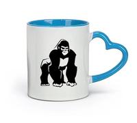 AYUEHBN Ceramics Ceramic Tea Cup Gorilla Monkey Primate Orangutan Animal Africa （11oz/320ml） Great for Home, Office, Cafes, Gift Ideas Blue