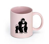 AYUEHBN Ceramics Ceramic Tea Cup Gorilla Monkey Primate Orangutan Animal Africa （11oz/320ml） Great for Home, Office, Cafes, Gift Ideas Pink