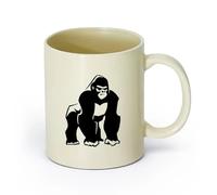AYUEHBN Ceramics Ceramic Tea Cup Gorilla Monkey Primate Orangutan Animal Africa （11oz/320ml） Great for Home, Office, Cafes, Gift Ideas Light Yellow