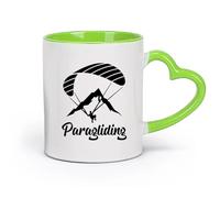 AYUEHBN Ceramics Ceramic Tea Cup Paraglider Paragliding Word Extreme Sports （11oz/320ml） Humorous Gift for Coffee Lovers, Work Besties, Coworkers & Friends Green