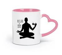 AYUEHBN Ceramics Ceramic Tea Cup Phrase Relax Drink Coffee and Yoga Meditation Room （11oz/320ml） fine China (Ceramic) Pink