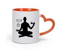 AYUEHBN Ceramics Ceramic Tea Cup Phrase Relax Drink Coffee and Yoga Meditation Room （11oz/320ml） fine China (Ceramic) Orange