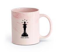 AYUEHBN Ceramics Ceramic Tea Cup Queen Chess Piece The King Intellectual Game Club （11oz/320ml） Ideal for Home & Office Use Marble Pink