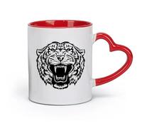 AYUEHBN Ceramics Ceramic Tea Cup Tiger Head Predator Aggressive Wild Animal （11oz/320ml） for Coffee, Soup, Tea, Milk, Latte, hot Cocoa, Ladies, Men Red