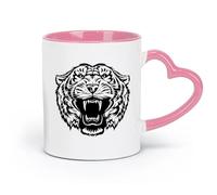 AYUEHBN Ceramics Ceramic Tea Cup Tiger Head Predator Aggressive Wild Animal （11oz/320ml） for Coffee, Soup, Tea, Milk, Latte, hot Cocoa, Ladies, Men Pink