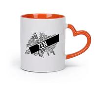 AYUEHBN Ceramics Ceramic Tea Cup Zen Relax Meditation World Cloud Philosophy Harmony Life （11oz/320ml） for Home or Work Orange