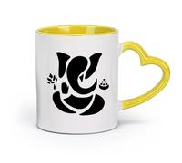 AYUEHBN Ceramics Coffee and Tea Cups Abstract Ganesha Hindu Hinduism Vedas God （11oz/320ml） Cappuccino, Latte Macchiato, Tea, Espresso Yellow