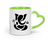 AYUEHBN Ceramics Coffee and Tea Cups Abstract Ganesha Hindu Hinduism Vedas God （11oz/320ml） Cappuccino, Latte Macchiato, Tea, Espresso Green
