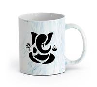 AYUEHBN Ceramics Coffee and Tea Cups Abstract Ganesha Hindu Hinduism Vedas God （11oz/320ml） Cappuccino, Latte Macchiato, Tea, Espresso Marble Blue