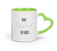 AYUEHBN Ceramics Coffee and Tea Cups Be Different Babe Quote Inspirational Words Phrase Letters Woman Girl Beauty Salon （11oz/320ml） Nice Xmas Gift Green