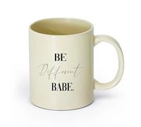 AYUEHBN Ceramics Coffee and Tea Cups Be Different Babe Quote Inspirational Words Phrase Letters Woman Girl Beauty Salon （11oz/320ml） Nice Xmas Gift Light Yellow