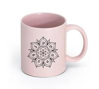 AYUEHBN Ceramics Coffee and Tea Cups Flower Mandala with Chakras Sacred Geometry （11oz/320ml） Dishwasher Microwave Safe,for Office and Home Pink