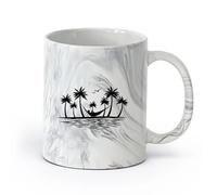 AYUEHBN Ceramics Coffee and Tea Cups Island Palm Tree Birds Hammock Hawaii Beach Style （11oz/320ml） for Milk Tea Cola Water Marble Black