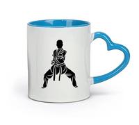 AYUEHBN Ceramics Coffee and Tea Cups Sparring Karate Fighting Stance Fight Sport Club （11oz/320ml） Dishwasher and Microwave Safe Blue