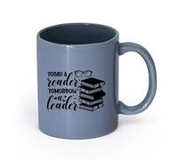 AYUEHBN Ceramics Coffee Cup Book Store Library Reader Leader Quote Books （11oz/320ml） for Coffee, Soup, Tea, Milk, Latte, hot Cocoa, Ladies, Men Blue-Gray
