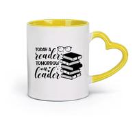 AYUEHBN Ceramics Coffee Cup Book Store Library Reader Leader Quote Books （11oz/320ml） for Coffee, Soup, Tea, Milk, Latte, hot Cocoa, Ladies, Men Yellow