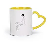AYUEHBN Ceramics Coffee Cup Sex Appeal Retro Woman Lady Chicago Beautiful Girl （11oz/320ml） Dishwasher Microwave Safe,for Office and Home Yellow