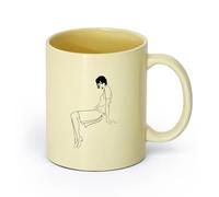 AYUEHBN Ceramics Coffee Cup Sex Appeal Retro Woman Lady Chicago Beautiful Girl （11oz/320ml） Dishwasher Microwave Safe,for Office and Home Beige
