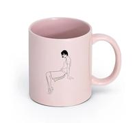 AYUEHBN Ceramics Coffee Cup Sex Appeal Retro Woman Lady Chicago Beautiful Girl （11oz/320ml） Dishwasher Microwave Safe,for Office and Home Pink