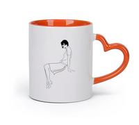 AYUEHBN Ceramics Coffee Cup Sex Appeal Retro Woman Lady Chicago Beautiful Girl （11oz/320ml） Dishwasher Microwave Safe,for Office and Home Orange