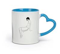 AYUEHBN Ceramics Coffee Cup Sex Appeal Retro Woman Lady Chicago Beautiful Girl （11oz/320ml） Dishwasher Microwave Safe,for Office and Home Blue
