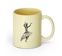 AYUEHBN Ceramics Coffee Cups with Handle African Woman Dancer Native Turban Girl （11oz/320ml） Office, Home, Café, Dishwasher & Microwave Safe Beige