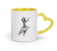 AYUEHBN Ceramics Coffee Cups with Handle African Woman Dancer Native Turban Girl （11oz/320ml） Office, Home, Café, Dishwasher & Microwave Safe Yellow
