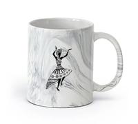 AYUEHBN Ceramics Coffee Cups with Handle African Woman Dancer Native Turban Girl （11oz/320ml） Office, Home, Café, Dishwasher & Microwave Safe Marble Black