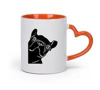 AYUEHBN Ceramics Coffee Cups with Handle Funny French Bulldog Pet Shop Dog （11oz/320ml） Coffee, Tea, Latte, Milk, Cocoa, Juice and Other Hot Drinks Orange