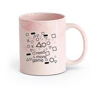 AYUEHBN Ceramics Coffee Cups with Handle Gamer Need More Game Geometrical Form （11oz/320ml） Ceramic Coffee Mug for Cappuccino Tea, Milk, Marble Pink